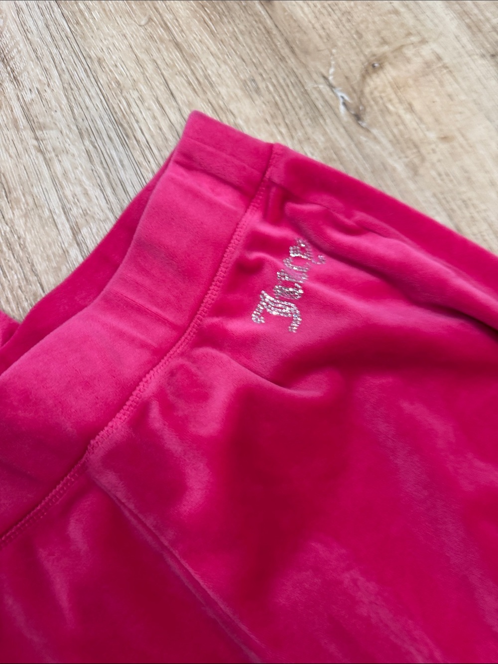 Y2K Juicy Women's Pink Velour Zip Hoodie & Wide-Leg Pants Set - Picture 3 of 9